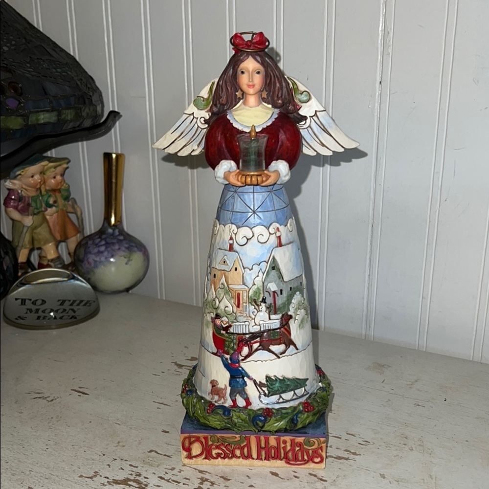 Jim Shore Blessed Holidays Christmas Angel Figurine with Candle